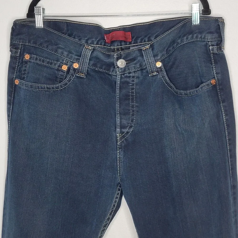 Levi's Type‎ 1 Jeans Iconic Straight Men's Size 38x29 Dark Wash Cotton Blend